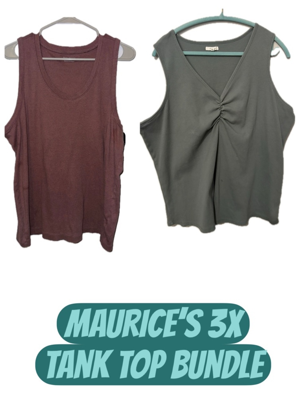 Maurices Tank Tops Mauve and Sage Green - Women's 2-Pack